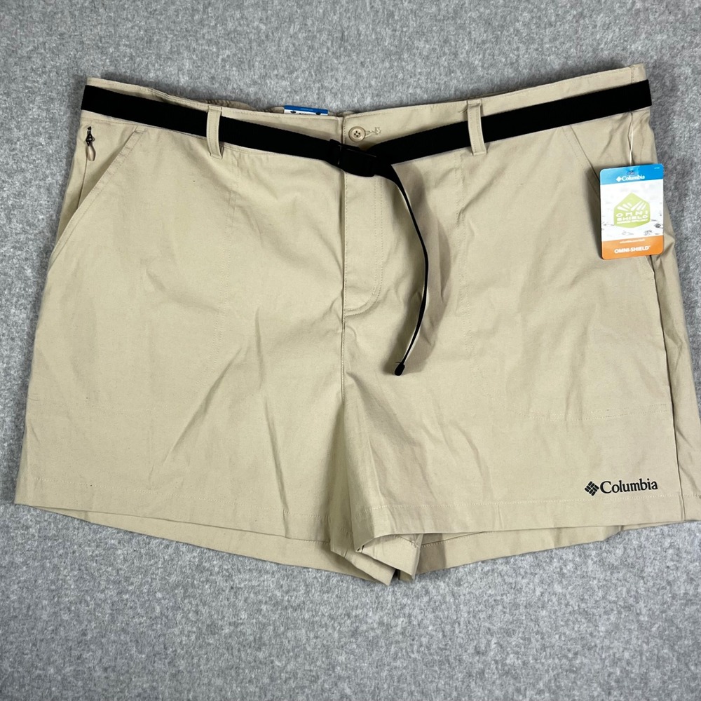 Columbia 2X XXL Brea Falls Nylon Shorts‎  Lt Tan NWT Belted Gorpcore Hiking *See